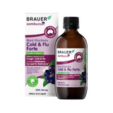 Brauer Sambucus Black Elderberry Cold & Flu Forte (Double Strength) With Honey Oral Liquid 200ml