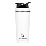 blu lemon Insulated Stainless Steel Protein Shaker White colour