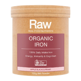 Amazonia Raw Real Food Nutrients Organic Iron 100g Apple Blackcurrant Flavour