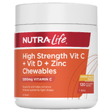 Nutra-Life High Strength Vit C + Vit D + Zinc Chewables 120 tabs