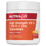 Nutra-Life High Strength Vit C + Vit D + Zinc Chewables 120 tabs